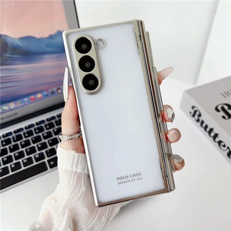 For Samsung Galaxy Z Fold6 5G Case Electroplating PC Folding Phone Cover with Stylus