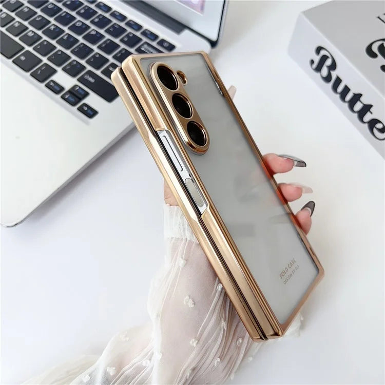 For Samsung Galaxy Z Fold6 5G Case Electroplating PC Folding Phone Cover with Stylus