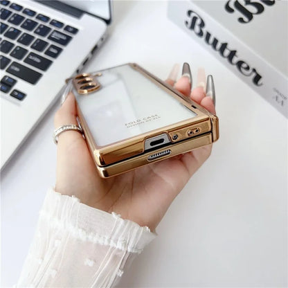 For Samsung Galaxy Z Fold6 5G Case Electroplating PC Folding Phone Cover with Stylus