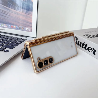 For Samsung Galaxy Z Fold6 5G Case Electroplating PC Folding Phone Cover with Stylus