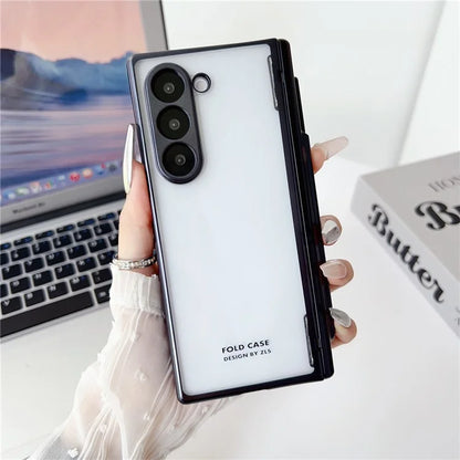 For Samsung Galaxy Z Fold6 5G Case Electroplating PC Folding Phone Cover with Stylus