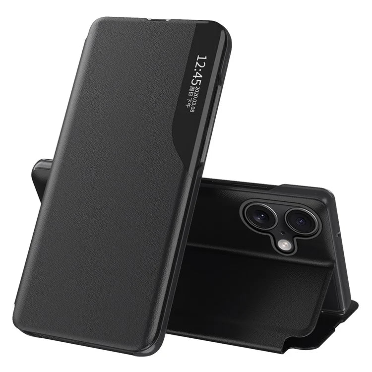 For iPhone 16 Case View Window Full Protection Leather Phone Cover