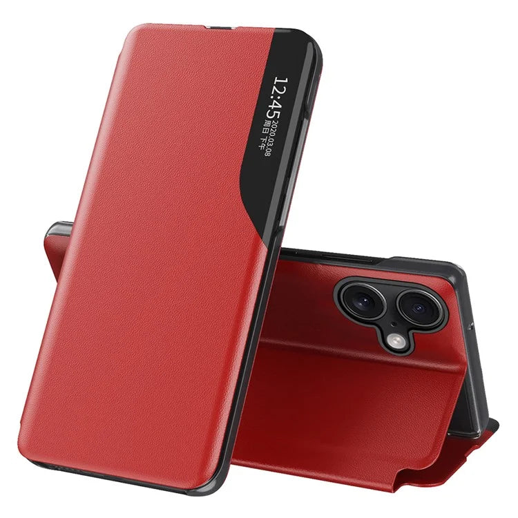For iPhone 16 Case View Window Full Protection Leather Phone Cover