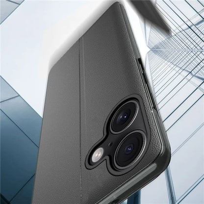 For iPhone 16 Case View Window Full Protection Leather Phone Cover