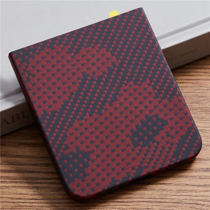 For Samsung Galaxy Z Flip6 5G Case Carbon Fiber Texture Camouflage Red Aramid Fiber Phone Cover