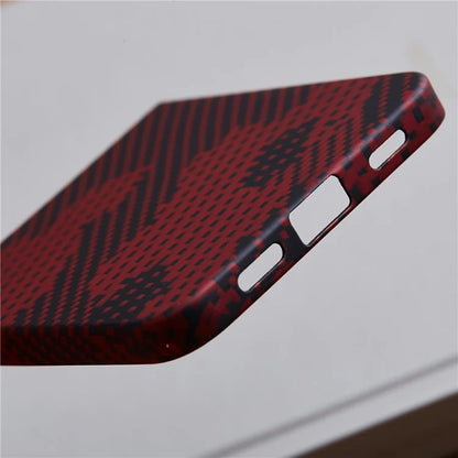 For Samsung Galaxy Z Flip6 5G Case Carbon Fiber Texture Camouflage Red Aramid Fiber Phone Cover