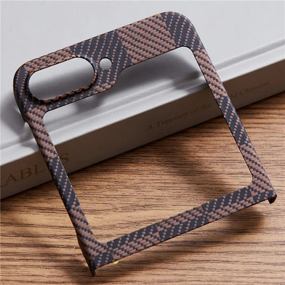 For Samsung Galaxy Z Flip6 5G Case Carbon Fiber Texture Chessboard Pattern Aramid Fiber Phone Cover