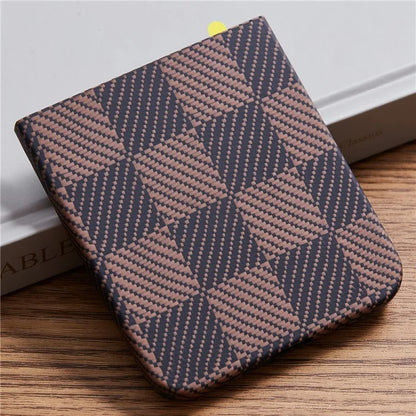 For Samsung Galaxy Z Flip6 5G Case Carbon Fiber Texture Chessboard Pattern Aramid Fiber Phone Cover