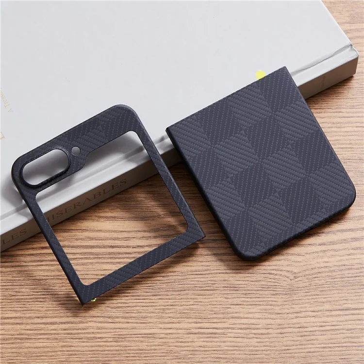 For Samsung Galaxy Z Flip6 5G Case Carbon Fiber Texture Square Grid Pattern Aramid Fiber Phone Cover