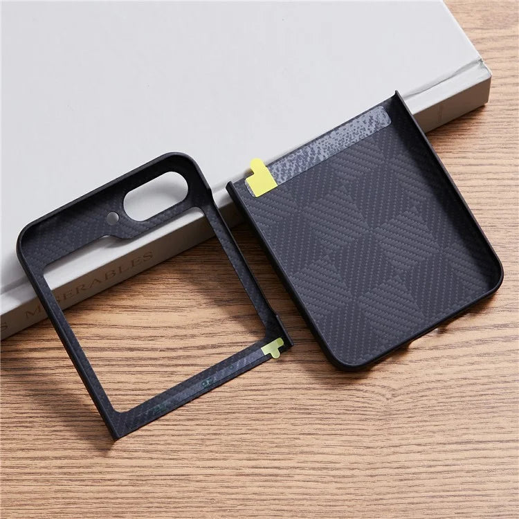 For Samsung Galaxy Z Flip6 5G Case Carbon Fiber Texture Square Grid Pattern Aramid Fiber Phone Cover