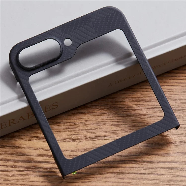 For Samsung Galaxy Z Flip6 5G Case Carbon Fiber Texture Square Grid Pattern Aramid Fiber Phone Cover
