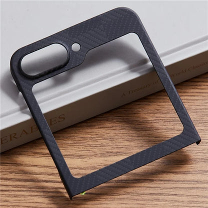 For Samsung Galaxy Z Flip6 5G Case Carbon Fiber Texture Square Grid Pattern Aramid Fiber Phone Cover