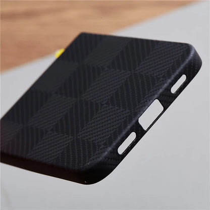 For Samsung Galaxy Z Flip6 5G Case Carbon Fiber Texture Square Grid Pattern Aramid Fiber Phone Cover