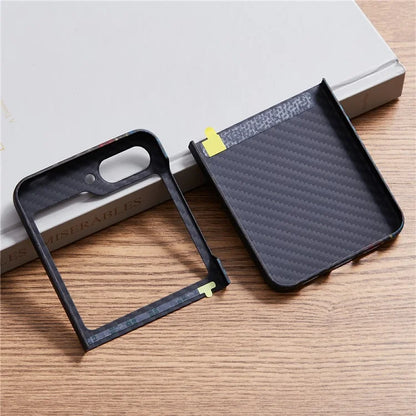 For Samsung Galaxy Z Flip5 5G Case Carbon Fiber Texture Color Woven Pattern Aramid Fiber Phone Cover