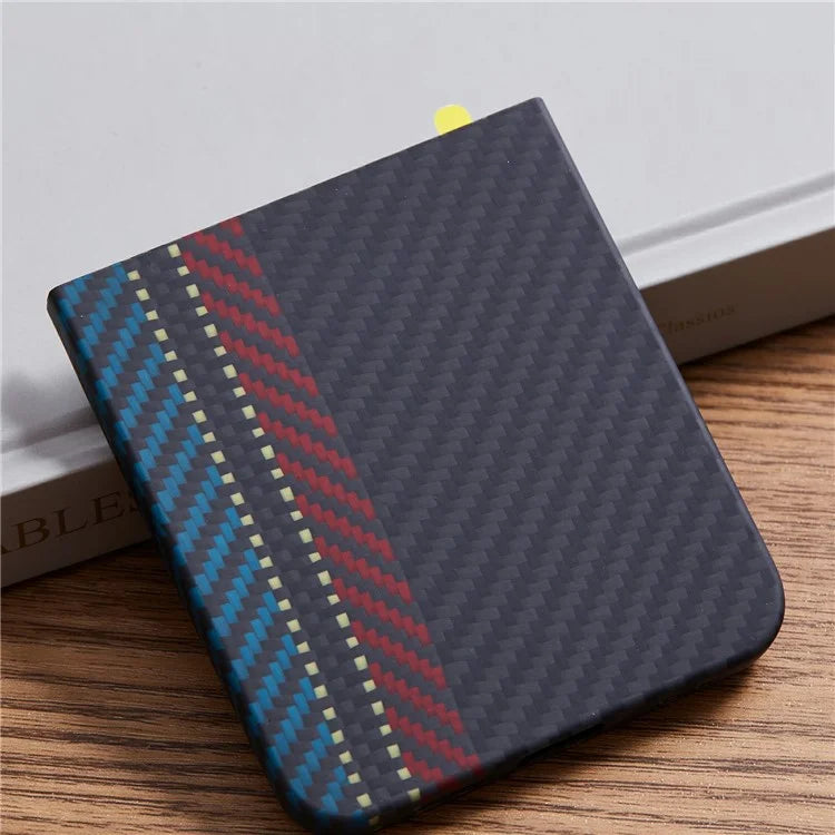 For Samsung Galaxy Z Flip5 5G Case Carbon Fiber Texture Color Woven Pattern Aramid Fiber Phone Cover