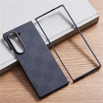 For Samsung Galaxy Z Fold5 5G Case Carbon Fiber Texture Aramid Fiber Phone Cover Compatible with MagSafe