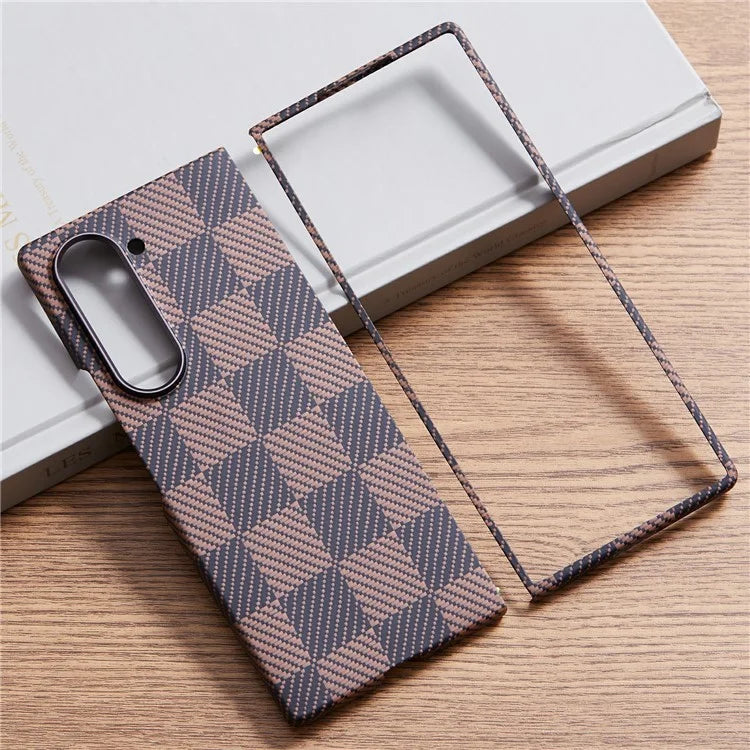 For Samsung Galaxy Z Fold6 5G Case Chessboard Pattern Aramid Fiber Phone Cover Compatible with MagSafe