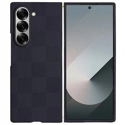For Samsung Galaxy Z Fold6 5G Case Square Grid Pattern Aramid Fiber Phone Cover Compatible with MagSafe
