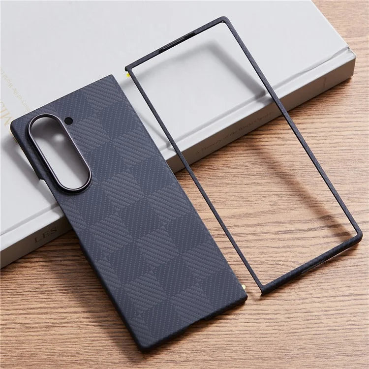 For Samsung Galaxy Z Fold6 5G Case Square Grid Pattern Aramid Fiber Phone Cover Compatible with MagSafe