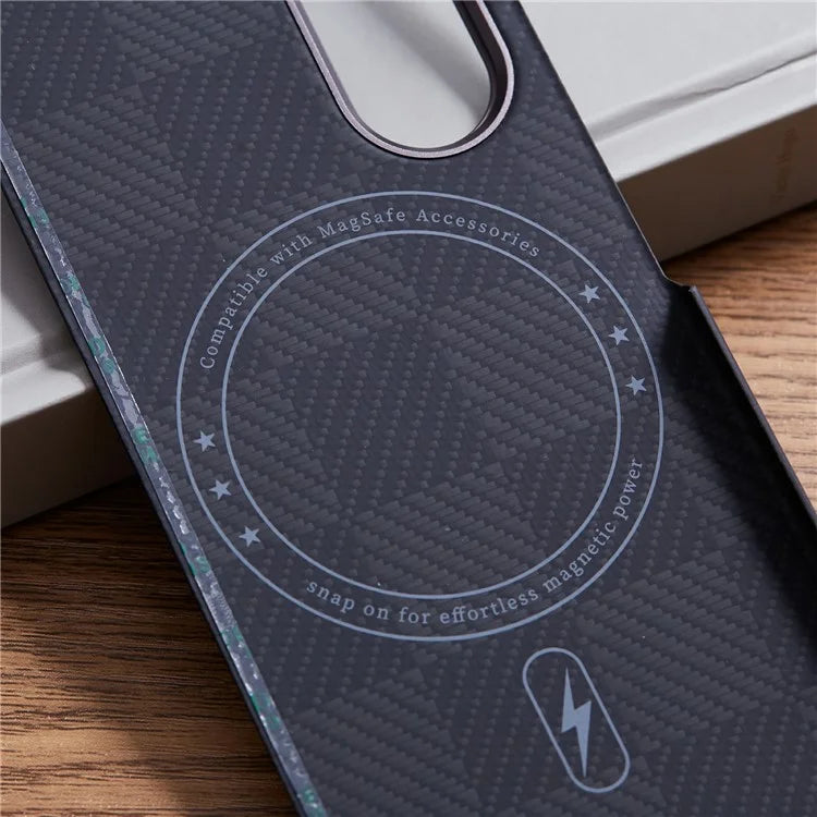 For Samsung Galaxy Z Fold6 5G Case Square Grid Pattern Aramid Fiber Phone Cover Compatible with MagSafe