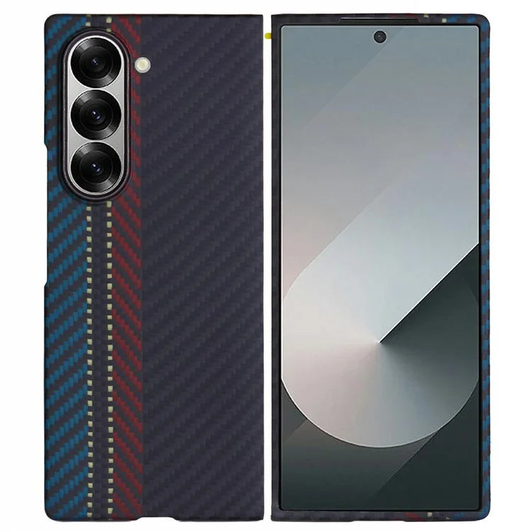 For Samsung Galaxy Z Fold6 5G Case Compatible with Mgsafe Color Woven Pattern Aramid Fiber Phone Cover