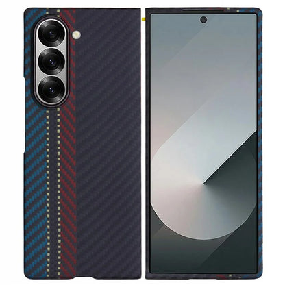 For Samsung Galaxy Z Fold6 5G Case Compatible with Mgsafe Color Woven Pattern Aramid Fiber Phone Cover