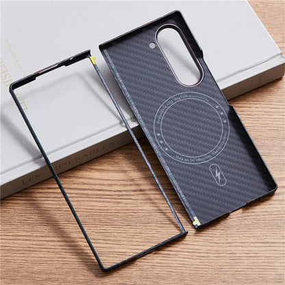 For Samsung Galaxy Z Fold6 5G Case Compatible with Mgsafe Color Woven Pattern Aramid Fiber Phone Cover