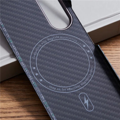 For Samsung Galaxy Z Fold6 5G Case Compatible with Mgsafe Color Woven Pattern Aramid Fiber Phone Cover