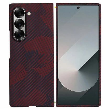For Samsung Galaxy Z Fold6 5G Case Compatible with MagSafe Camouflage Red Aramid Fiber Phone Cover