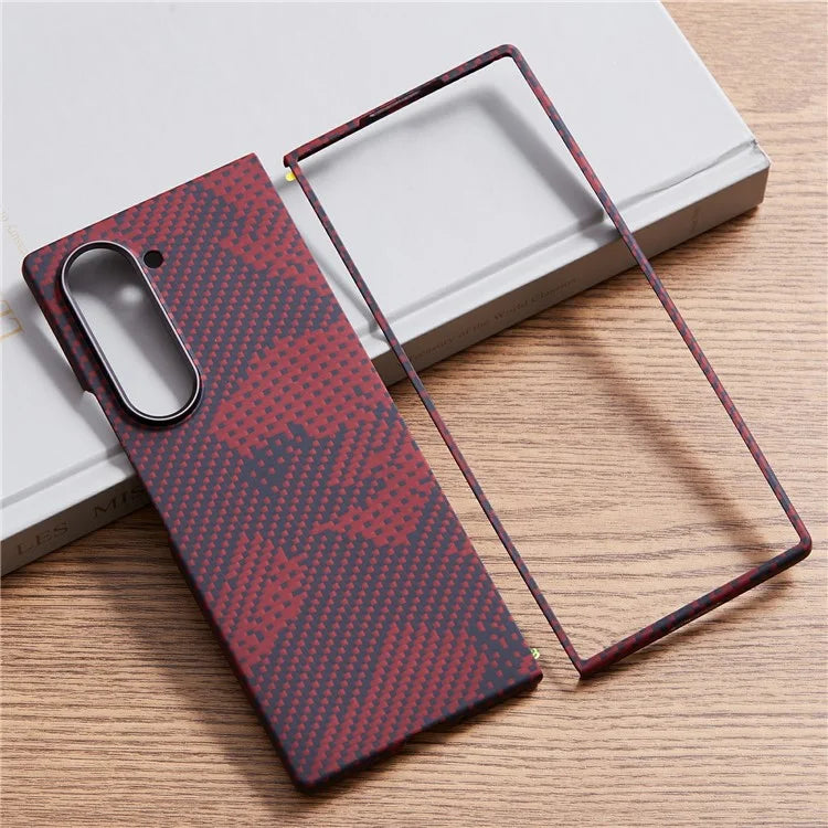 For Samsung Galaxy Z Fold6 5G Case Compatible with MagSafe Camouflage Red Aramid Fiber Phone Cover