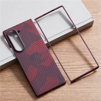 For Samsung Galaxy Z Fold6 5G Case Compatible with MagSafe Camouflage Red Aramid Fiber Phone Cover