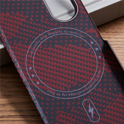For Samsung Galaxy Z Fold6 5G Case Compatible with MagSafe Camouflage Red Aramid Fiber Phone Cover