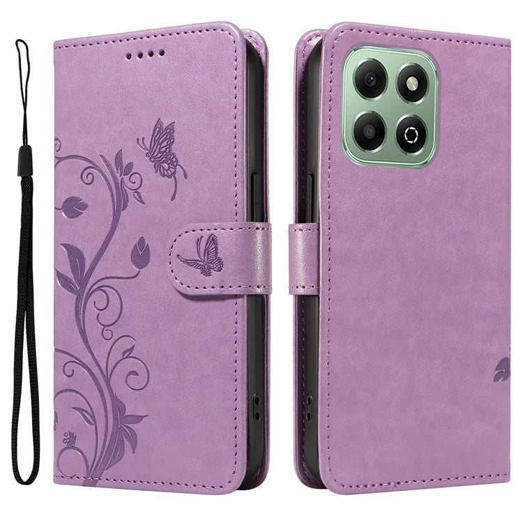 For Honor X6b 4G Case Flower Pattern PU Leather Wallet Phone Cover