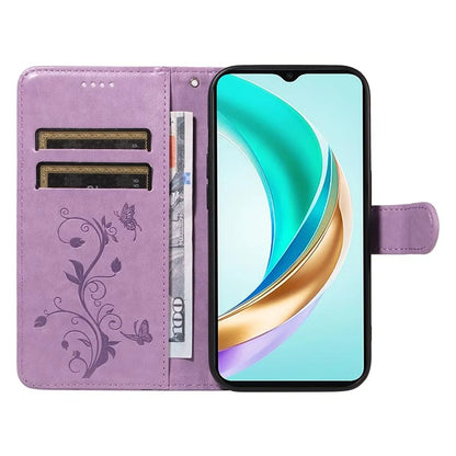 For Honor X6b 4G Case Flower Pattern PU Leather Wallet Phone Cover