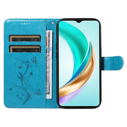 For Honor X6b 4G Case Flower Pattern PU Leather Wallet Phone Cover