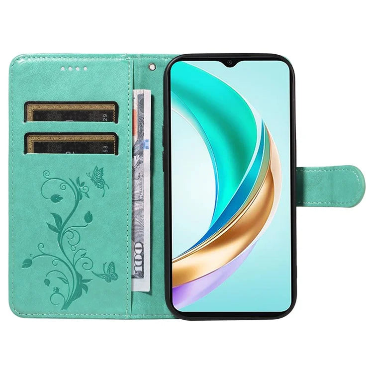 For Honor X6b 4G Case Flower Pattern PU Leather Wallet Phone Cover