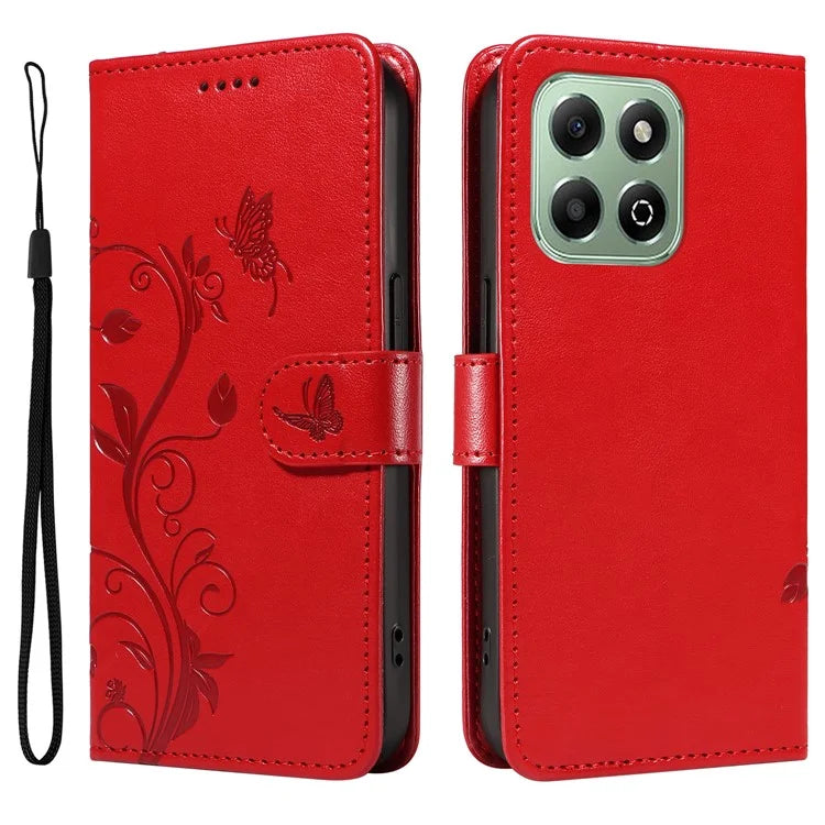 For Honor X6b 4G Case Flower Pattern PU Leather Wallet Phone Cover