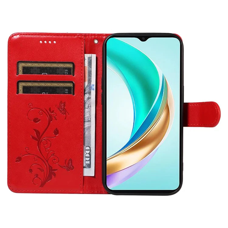 For Honor X6b 4G Case Flower Pattern PU Leather Wallet Phone Cover