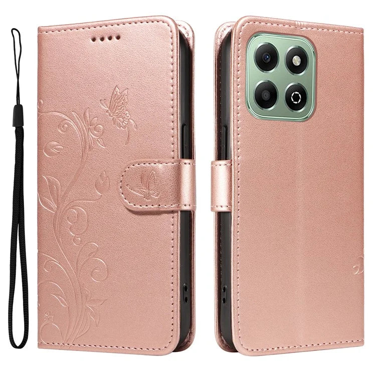 For Honor X6b 4G Case Flower Pattern PU Leather Wallet Phone Cover