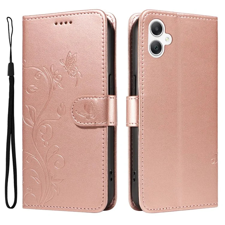 For Samsung Galaxy A06 Case Flower Pattern PU Leather Wallet Phone Cover