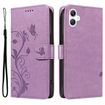 For Samsung Galaxy A06 Case Flower Pattern PU Leather Wallet Phone Cover