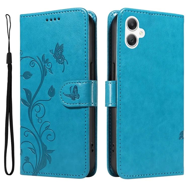 For Samsung Galaxy A06 Case Flower Pattern PU Leather Wallet Phone Cover