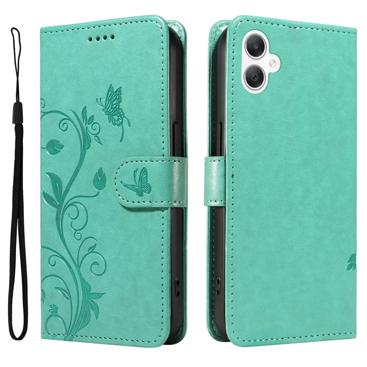 For Samsung Galaxy A06 Case Flower Pattern PU Leather Wallet Phone Cover