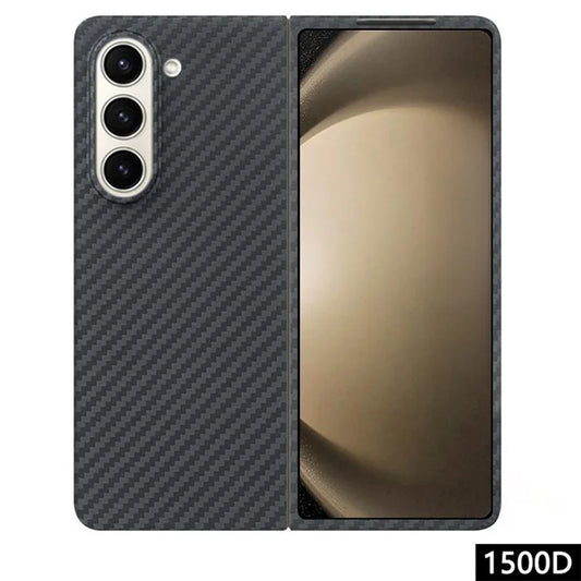 For Samsung Galaxy Z Fold6 5G Case 1500D Coarse Texture Sturdy Aramid Fiber Phone Cover - Black