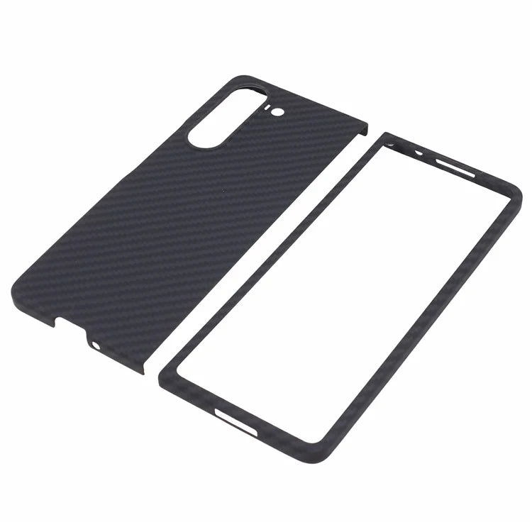 For Samsung Galaxy Z Fold6 5G Case 1500D Coarse Texture Sturdy Aramid Fiber Phone Cover - Black