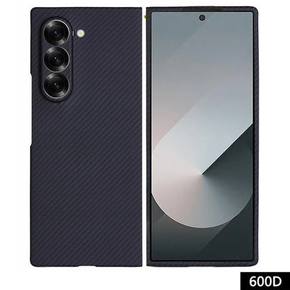 For Samsung Galaxy Z Fold6 5G Case 600D Fine Texture Aramid Fiber Phone Cover Precision Cut-Out - Black