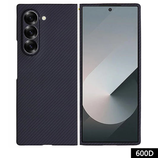 For Samsung Galaxy Z Fold6 5G Case 600D Fine Texture Aramid Fiber Phone Cover Precision Cut-Out - Black