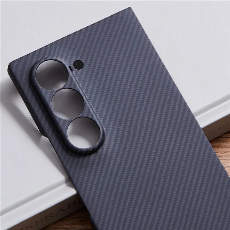 For Samsung Galaxy Z Fold6 5G Case 600D Fine Texture Aramid Fiber Phone Cover Precision Cut-Out - Black