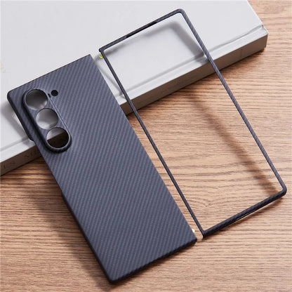 For Samsung Galaxy Z Fold5 5G Case 600D Fine Texture Aramid Fiber Phone Cover Precision Cut-Out - Black