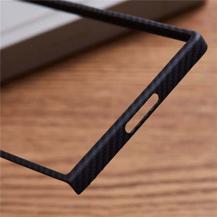 For Samsung Galaxy Z Fold5 5G Case 600D Fine Texture Aramid Fiber Phone Cover Precision Cut-Out - Black